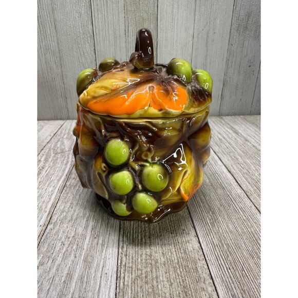 Vtg Nasco Swirling Leaves Grapes Tea Pot & Creamer Sugar Set MCM Japan 8", 4.5" - Picture 4 of 10